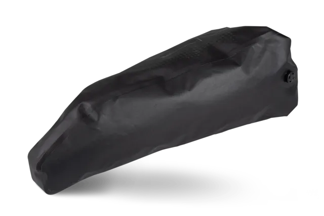 Die ACID Satteltasche Packsack PACK PRO 15 ist eine schwarze, wasserabweisende Schutzhülle für einen Fahrradsattel oder ähnliche Gegenstände von Mr. Bike Lichtenfels, abgebildet auf einem schlichten weißen Hintergrund.