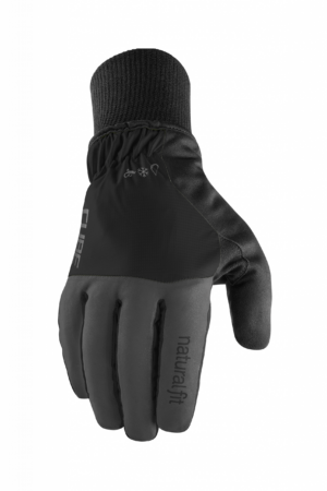 Der CUBE Handschuhe Winter langfinger X NF ist ein schwarzer Winterhandschuh von Mr. Bike Lichtenfels mit Rippstrickbündchen, glatter, isolierter Oberfläche, "natural fit" am Zeigefinger und Wetterschutzsymbolen auf dem Handrücken.